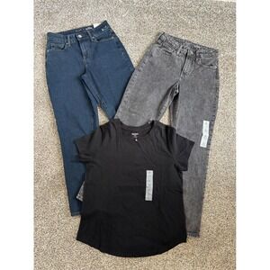 Old Navy High Rise Jeans Bundle Straight Leg Secret Slim Pockets black‎ Sz 2 NWT
